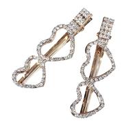 PLAFOPE 2pcs Rhinestone Loving Heart Hair Clips for Women Elegant Diamond-look Hairpins Comfortable Chic Bling Wedding Accessories Fine Craftsmanship Decorative Barrettes