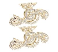 PLAFOPE 2pcs Rhinestone Music Note Hair Clips Lightweight Comfortable Alloy Material Stylish Fashionable Hair Claw Accessories with Pearls for Party Prom Women