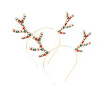 PLAFOPE 2pcs Rhinestone Reindeer Antlers Headband Comfortable Fit Christmas Hair Accessory for Women Holiday Party Costume Prop Festive Charm Design
