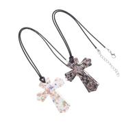PLAFOPE 2pcs Sands Cross Necklace Cross Necklace Pendant Glass