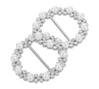 PLAFOPE 2pcs Scarf Clips Rhinestone Alloy Corner Button Shaped Scarf Buckle for Women Pearl Brooch Jewelry