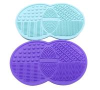 PLAFOPE 2pcs Silicone Makeup Brush Cleaning Pads with Suction Base Deep Cleansing Tool for Makeup Brushes Reusable Handheld Pads Random Color for Daily Beauty Use Random Color