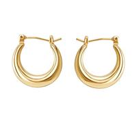 PLAFOPE 2pcs Simple U-shaped Earrings for Women Fashionable Golden Copper Hoop Jewelry Lightweight Design for Travel Office Beach Party Accessories