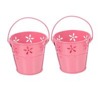 PLAFOPE 2Pcs Small Iron Buckets Vintage Flower Plant Pots Portable Pen Holders for Balcony Desktop Decoration Garden Storage Tubs for Indoor Outdoor Use