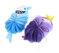 PLAFOPE 2pcs Soft Cartoon Shark Mermaid Animal Bath Loofah Sponge Mesh Scrubber Pouf for Boys and Girls Bathroom Washing