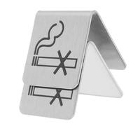 PLAFOPE 2pcs Stainless Steel No Smoking Table Tent Sign Dual-sided Reserved Table Indicator for Cafes Restaurants Offices Hospitals Easy Reservation Notice