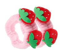 PLAFOPE 2pcs Strawberry Headband Soft Elastic Hair Bands for Face Washing Makeup Spa Skincare Cute Kawaii Cloth Material Hair Accessories for Women