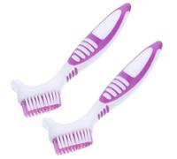 PLAFOPE 2Pcs Turtle Shell Cleaning Brush for Aquatic and Land Tortoises, Double-Headed Small Brush with Dirt Remover, Portable Purple Turtle Supplies for Household Shell Care