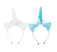 PLAFOPE 2pcs Unicorn Design Headbands for Adults, Lovely Cloth Material Hair Hoops for Performance Stage and Party Decor