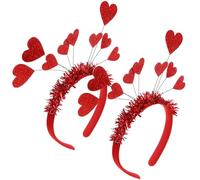 PLAFOPE 2Pcs Valentine’S Day Hair Hoops Loving Red Heart Headbands for Women Party Wedding Accessories