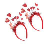 PLAFOPE 2pcs Valentines Day Love Shaped Headbands 9 Red Heart Decorations, Sequin Hair Hoops for Wedding, Party, and Festival Hair Accessories