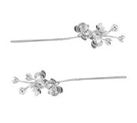 PLAFOPE 2pcs Vintage Chinese Hair Chopsticks Floral Butterfly Orchid Hairpin with Fine Brushed Texture Unique Elegant Hair Stick Pins for Hanfu Weddings Special Occasions