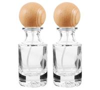 PLAFOPE 2pcs Walnut Wood Cap Perfume Travel Bottles Airtight Glass Refillable Containers for Essential Oils Fragrance Storage Small Bottles for Personal and Salon Use