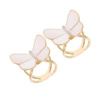 PLAFOPE 2pcs White Butterfly Scarf Rings Zinc Alloy Scarf Clips with Unique Delicate Design Secure Hold and Built to Last for Parties and Weddings as Clothing Ring Holder Or Ties Buckle