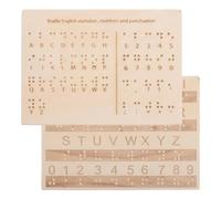 PLAFOPE 2pcs Wooden Braille Alphabet and Number Learning Boards with Raised Dots for Blind Beginners, Portable Visual Impairment Educational Tool for Sightless Users