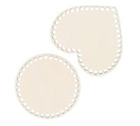 PLAFOPE 2pcs Wooden Crochet Basket Bottoms Natural Wood Base for DIY Woven Bags and Baskets Includes Circle and Heart Shapes for Handbag Shoulder Bag and Craft Weaving Projects