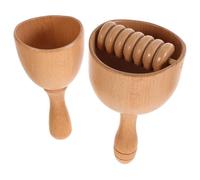 PLAFOPE 2pcs Wooden Handheld Body Massage Cups with Rollers, Small Size Back Massager Tool for Deep Tissue Muscle Relief and Meridian Therapy, Portable Massage Body Cups for Neck