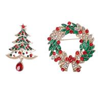 PLAFOPE 2pcs Xmas Brooch Decor Christmas Tree Brooches Alloy Multi-purpose Decorative Pins with Pin for Celebrations and Daily Wearing