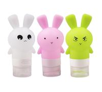PLAFOPE 3 Pack Travel Lotion Bottles Leak Proof Shampoo Containers Bunny Design Colorful Reusable for Hair Care Body Face