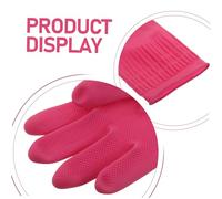 PLAFOPE 3 Pairs Reusable Latex Dishwashing Gloves with Non-slip Grip Thickened Long Cuff Kitchen Cleaning Mittens for Household Use Green Pink Natural