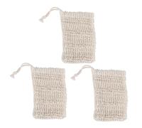 PLAFOPE 3 Pcs Natural Sisal Soap Saver Sack with Drawstring and Hanging Strap Foaming Bath Soap Pouch Net for Gentle Exfoliation and Quick Drying Skin-friendly for Shower and Random Color