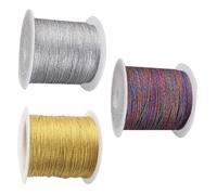 PLAFOPE 3 Rolls Braided Knitting Rope DIY Tassel Wire Cord for Crafting Gold Silver Multicolor Threads for Handicraft Decoration and Jewellery Making