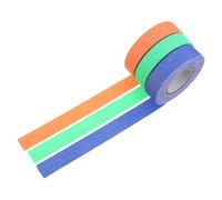 PLAFOPE 3 Rolls Fluorescent Cloth Tape Neon Adhesive Tape Strong Viscosity UV Blacklight Reactive Glow for Stage Masking Party Decoration in Orange Green Blue