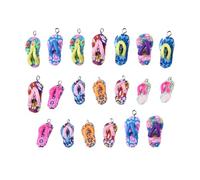 PLAFOPE 30pcs Assorted Color Soft Clay Flip-flop Charms for DIY Bracelet and Necklace Making, Synthetic Materials, Tropical Style Decoration, for Summer Crafts and Random Color