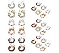 PLAFOPE 30pcs Holiday Nail Charms Wreath Rhinestones Manicure Charms Christmas Bow Metal Studs for Nail Art Cute Garland Christmas Supply