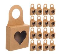 PLAFOPE 30Pcs Kraft Paper Wine Bottle Packaging Boxes with Decorative Heart Window, Hanging Case for Empty Bottles and Candy Wrapping