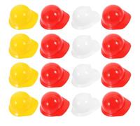 PLAFOPE 30pcs Miniature Safety Helmets Doll Accessories Plastic Mini Construction Hats Cake Topper Set Red Yellow White for Dollhouse Decoration and Pet Costume