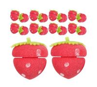 PLAFOPE 30pcs Sleeping Hair Curlers Strawberry Styling Rollers Novelty Hair Rollers Overnight Heatless Rods Red