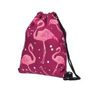 PLAFOPE 3d Flamingo Printing Drawstring Backpack Fashion Storage Bags Creative Printed Pattern Polyester Good for Storing Makeup and Jewelries Women Travel