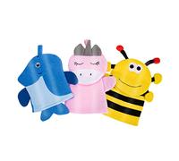 PLAFOPE 3pcs Bath Mitts Back Scrubbers Cartoon Bath Towels for Boys and Girls Exfoliating Body Scrubbers Bee Penguin Unicorn Shower Gloves for Shower