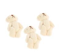 PLAFOPE 3pcs Diy Pearl Velvet Small Bear Doll with Hat, Scarf and Glove Accessories, Soft Beige Jointed Mini Bear Crafts for Adult Craft Projects and Clothing Ornaments