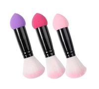 PLAFOPE 3pcs Dual-ended Makeup Brushes for Women Featuring Nylon Fiber and Aluminium Handles, for Blush Application and Natural-looking Finish, for On-the-go Touch-ups and Travel
