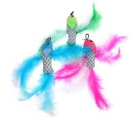 PLAFOPE 3pcs Fun Cat Fish Replacement Plush Fish Shaped Cat Teasing Stick for Indoor Exercise and Playing Flexible Material Evokes Hunting Instinct Random Color