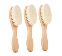 PLAFOPE 3pcs Hair Brush with Soft Bristles and Natural Wooden Handles Scalp Scrubber for Newborns and Gentle Massage Grooming Tool for Cradle Cap and Daily Hair Care
