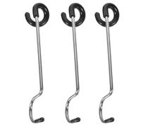 PLAFOPE 3pcs Lightweight Stainless Steel Rubber Camping Light Hooks for Outdoor Camping and Travelling, Multi-Functional Tent Lamp Hangers to Protect Items from Abrasion, Black