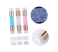 PLAFOPE 3pcs Manicure Nail Decor Tool Double-ended Nail Art Stamping Pen Art Stamper for Beginners