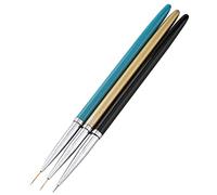 PLAFOPE 3pcs Nail Art Brush Detail Painting Pens with Ultra Thin Tips for Fine Line Floral Designs Metal Handles Gold Black Blue for Diy Nail Art