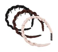 PLAFOPE 3pcs Non-slip Toothed Satin Headbands for Women Twisted Covered Hair Hoops with High Crown Volume Stretchy Hairbands for Face Washing Makeup Sports and Daily Styling Accessories