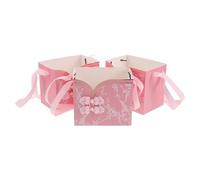 PLAFOPE 3pcs Pink Floral Packaging Boxes with Vintage Chinese Pattern and Button Closure - Paper Flower Carrying and Bouquet Keepsake Boxes for Wrapping and Floral Arrangements