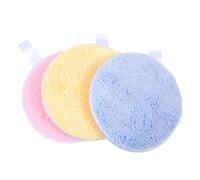 PLAFOPE 3pcs Puff Makeup Applicator 4.52x4.52x0.59inch Fine Fiber Rounded Face Washing Pad Comfortable Sturdy Home Salon Use Girl Cosmetic Tool