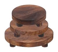 PLAFOPE 3pcs Rustic Wooden Flower Pot Risers round Stackable Design for Succulents and Plants, Versatile Home and Garden Plant Display Stands in Coffee Colour