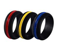 PLAFOPE 3pcs Silicone Couple Rings Finger Ring Classic Elegant Charming Scratch Resistant Super Hard for Couples Women Valentines Day Size 10 Random Color