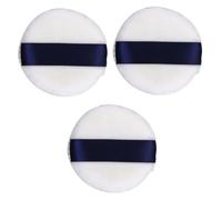 PLAFOPE 3pcs Soft Velour Body Powder Puff Dual Sided Makeup Puff for Loose Powder Blush Washable Reusable Applicator with Ribbon for Easy Use Random Color