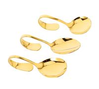 PLAFOPE 3pcs Stainless Steel Curved Serving Spoons with Bent Handles for Appetizers Desserts and Tea Parties Unique Standing Design Multipurpose Seafood Sushi Buffet Cutlery