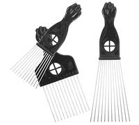 PLAFOPE 3pcs Stainless Steel Detangling Hair Lift Combs for Men and Women Dual-sided Wide Tooth Design for Curly Straight Hair Comfortable Grip Beard and Wig Pick Comb