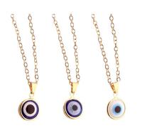 PLAFOPE 3pcs Turkish Necklace for Women with Blue Evil Eye Pendant, Adjustable Alloy Neck Chain with Extension, Unique Appearance for Decorating Your Car or Indoor Space Random Color